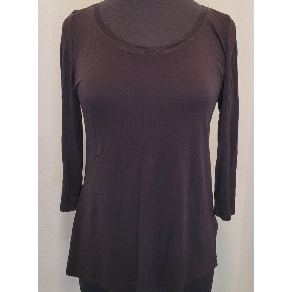 Eileen Fisher Silk Jersey Tunic M Black Lagenlook Minimalist Luxe